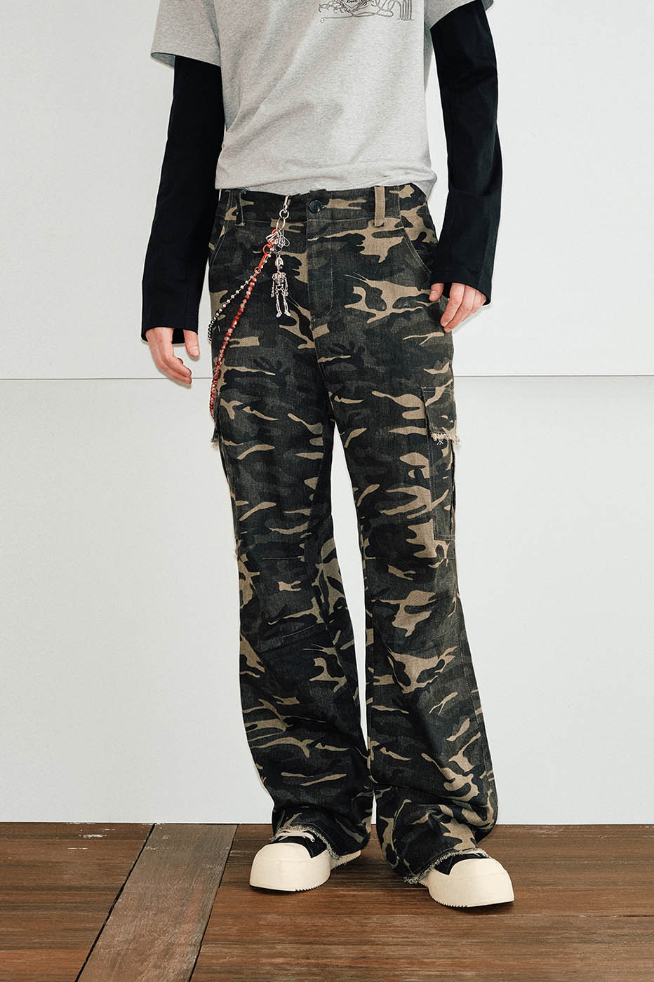 KREATE Camo Frayed Cargo-Pants-S-Free Shipping Leatheretro