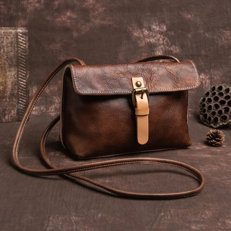 Vintage Genuine Leather Crossbody Bag for Women-Handbags-Coffee-Free Shipping Leatheretro