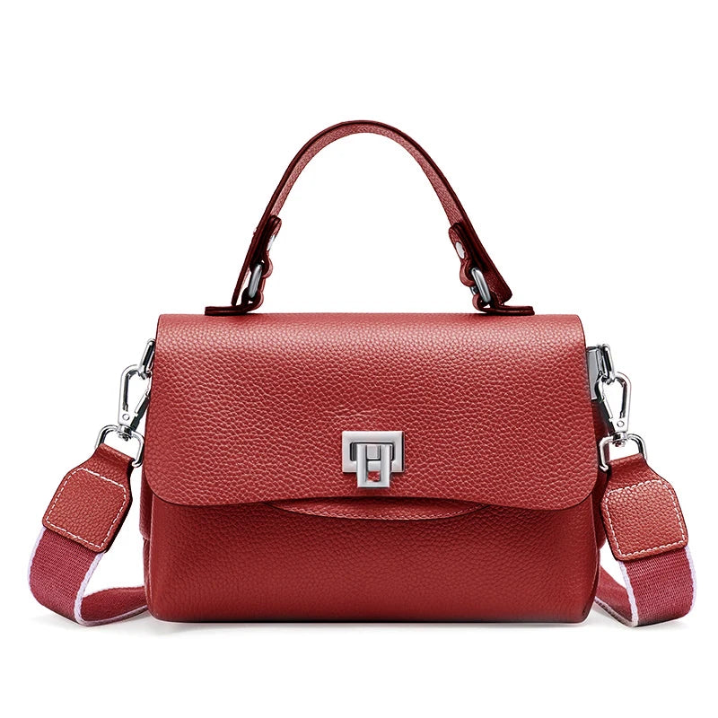 Women's Genuine Leather Crossbody Handbag – Luxury Top-Handle Purse-Handbags-Red-Free Shipping Leatheretro