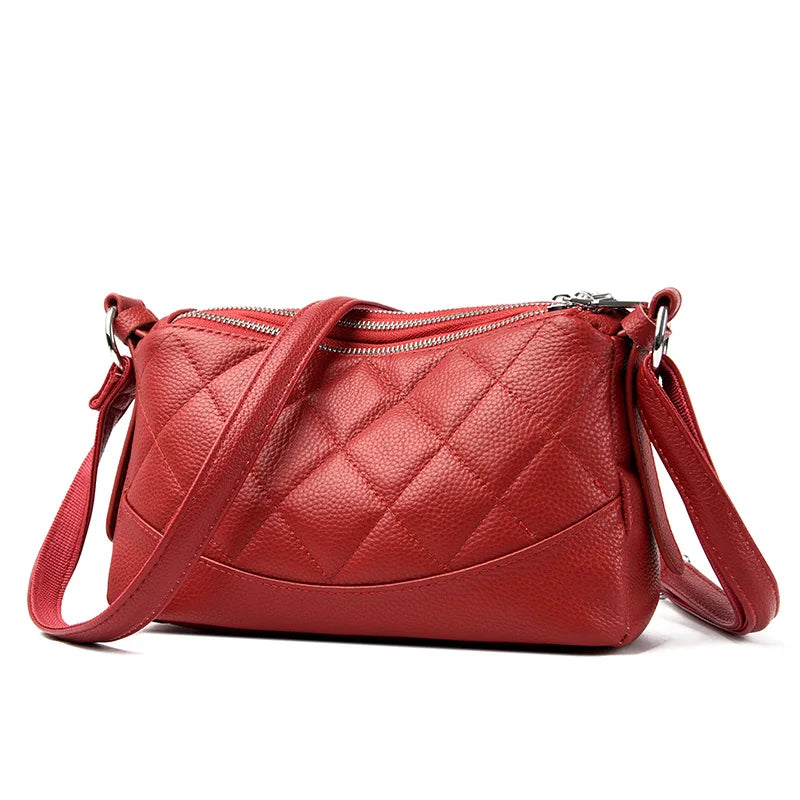 Genuine Leather Female Crossbody Bags-Handbags-Red-Free Shipping Leatheretro