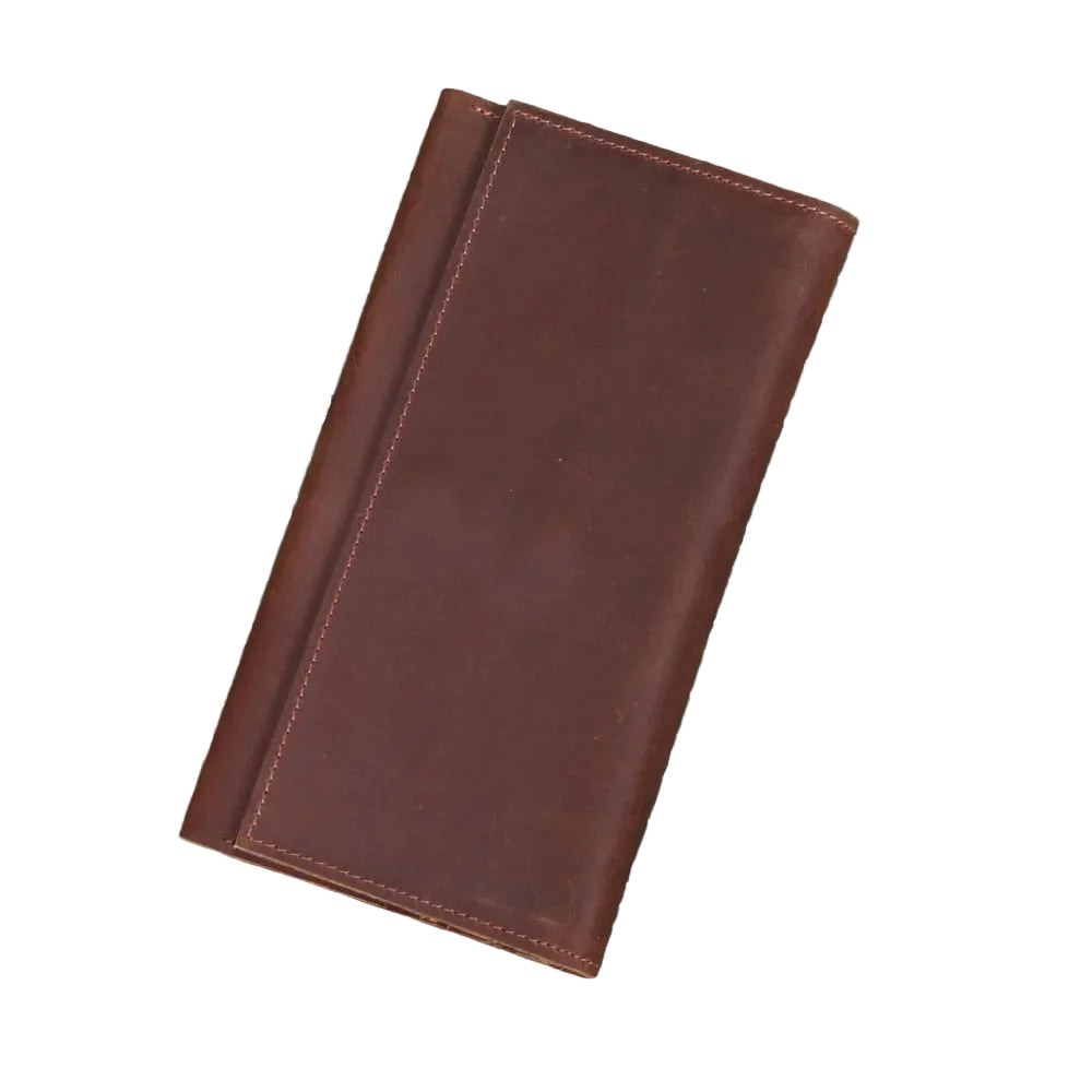 Men's Vintage Pull-Up Leather Long Wallet - Large Capacity Cowhide Clutch-Wallets & Money Clips-Reddish Brown-Free Shipping Leatheretro
