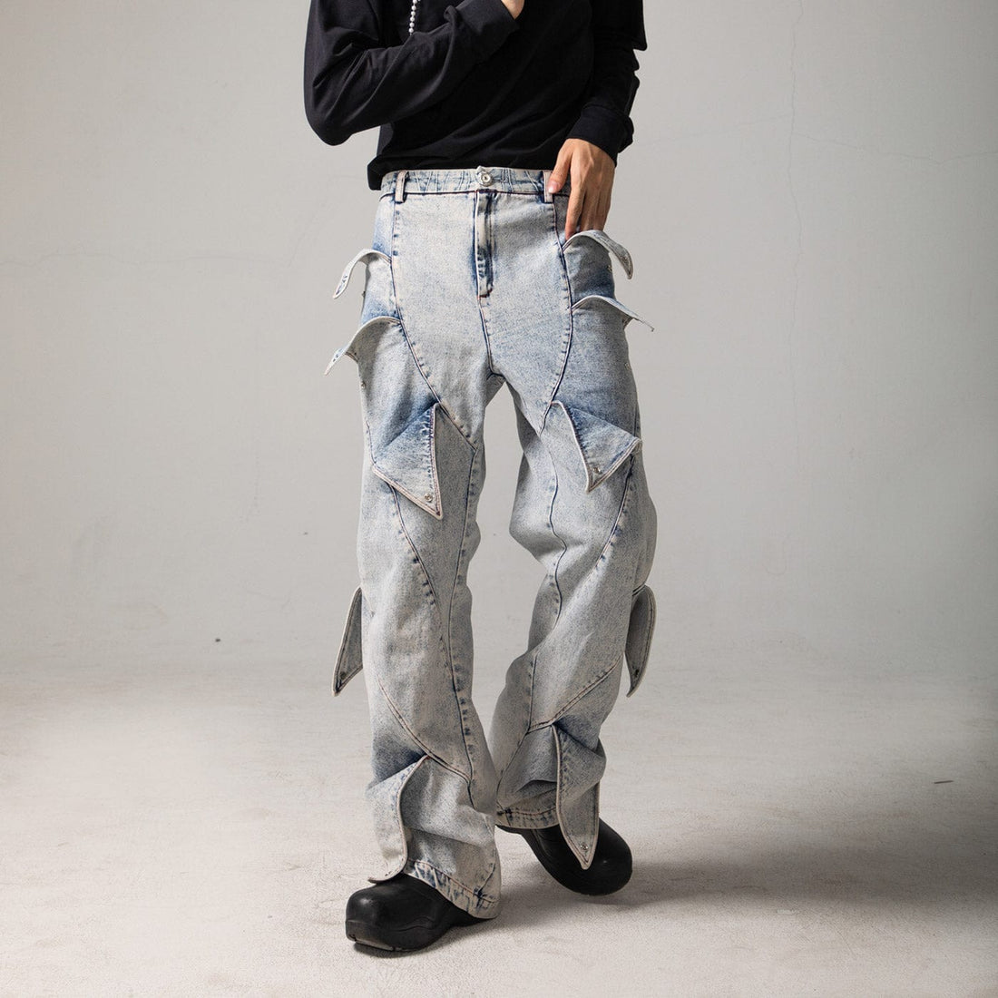 DND4DES Deconstructed Rose Petals Washed Jeans-Jeans-S-Free Shipping Leatheretro