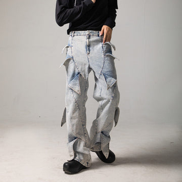 DND4DES Deconstructed Rose Petals Washed Jeans-Jeans-S-Free Shipping Leatheretro