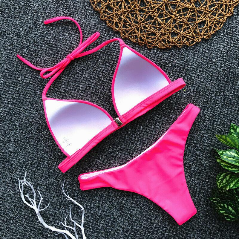 Womens Swimwear Triangle Bikini Set-Women Swimwear-White-S-Free Shipping Leatheretro