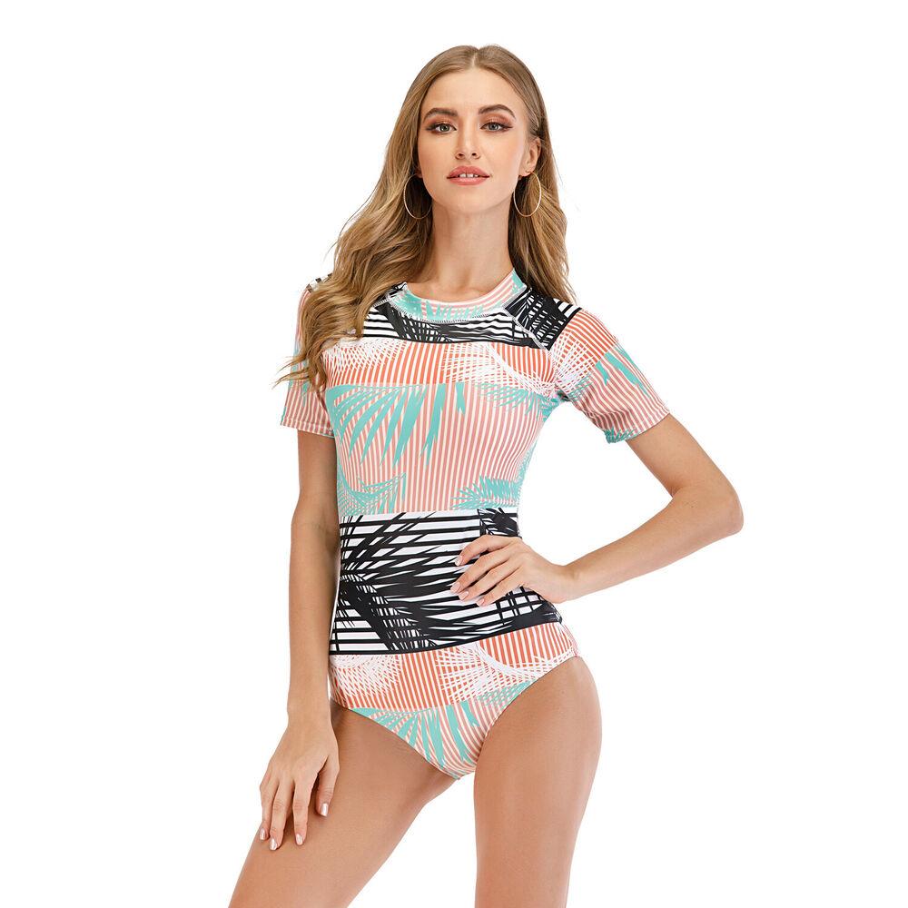 Women Short Sleeve One Piece Swimwear-Women Swimweatr-S-Free Shipping Leatheretro