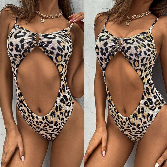 One Piece Sexy Leopard Print Swimsuit-Women Swimwear-Regular-S-Free Shipping Leatheretro