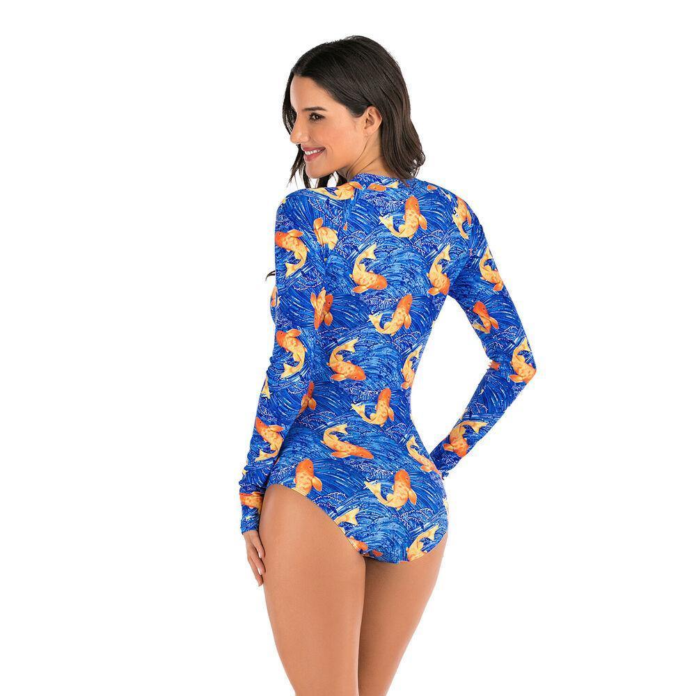 Long Sleeve One Piece Swimsuit-Women Swimwear-S-Free Shipping Leatheretro