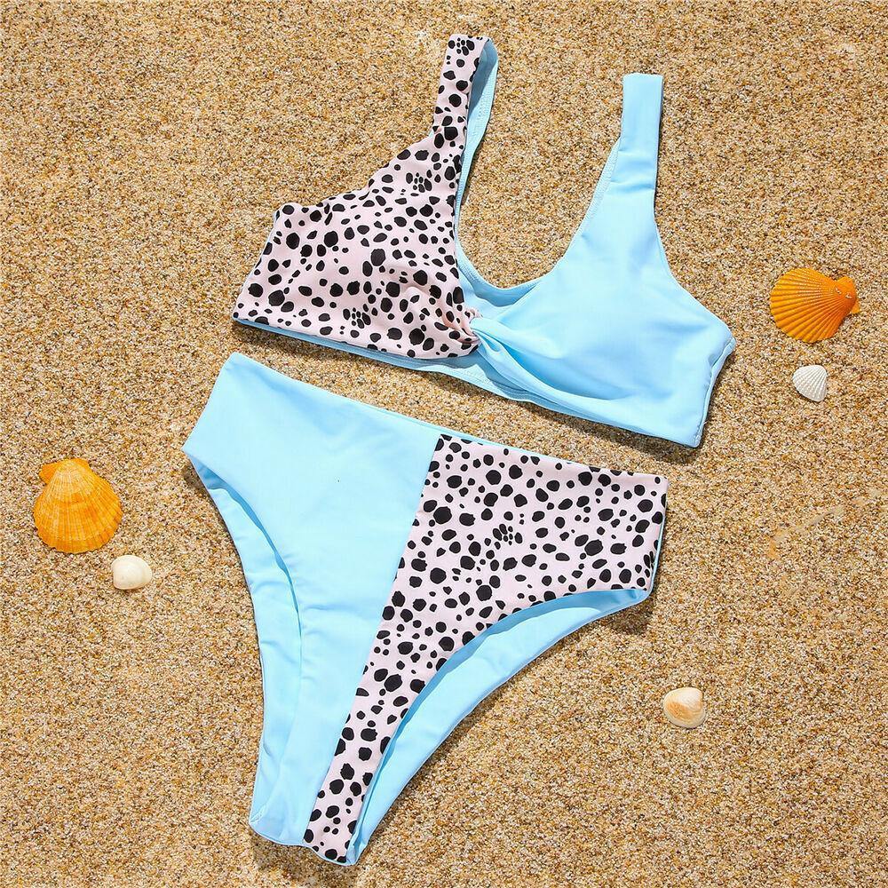 Women's High Waist Bikini Swimsuit-Women Swimwear-Blue-S-Free Shipping Leatheretro