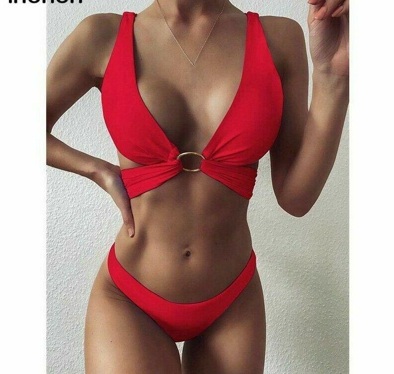 Sexy Women Bikini High Waist Beach Wear-Women Swimwear-S-Red-Free Shipping Leatheretro