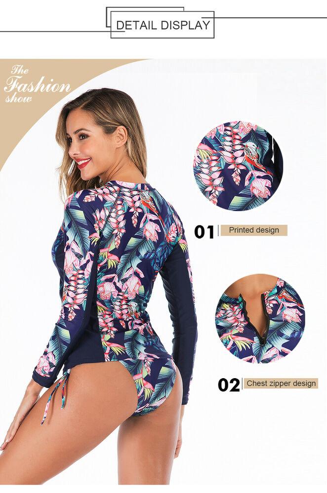 Women Long Sleeve Rash Guard Swimwear-Women Swimwear-S-Free Shipping Leatheretro