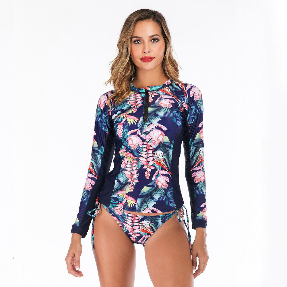 Women Long Sleeve Rash Guard Swimwear-Women Swimwear-S-Free Shipping Leatheretro