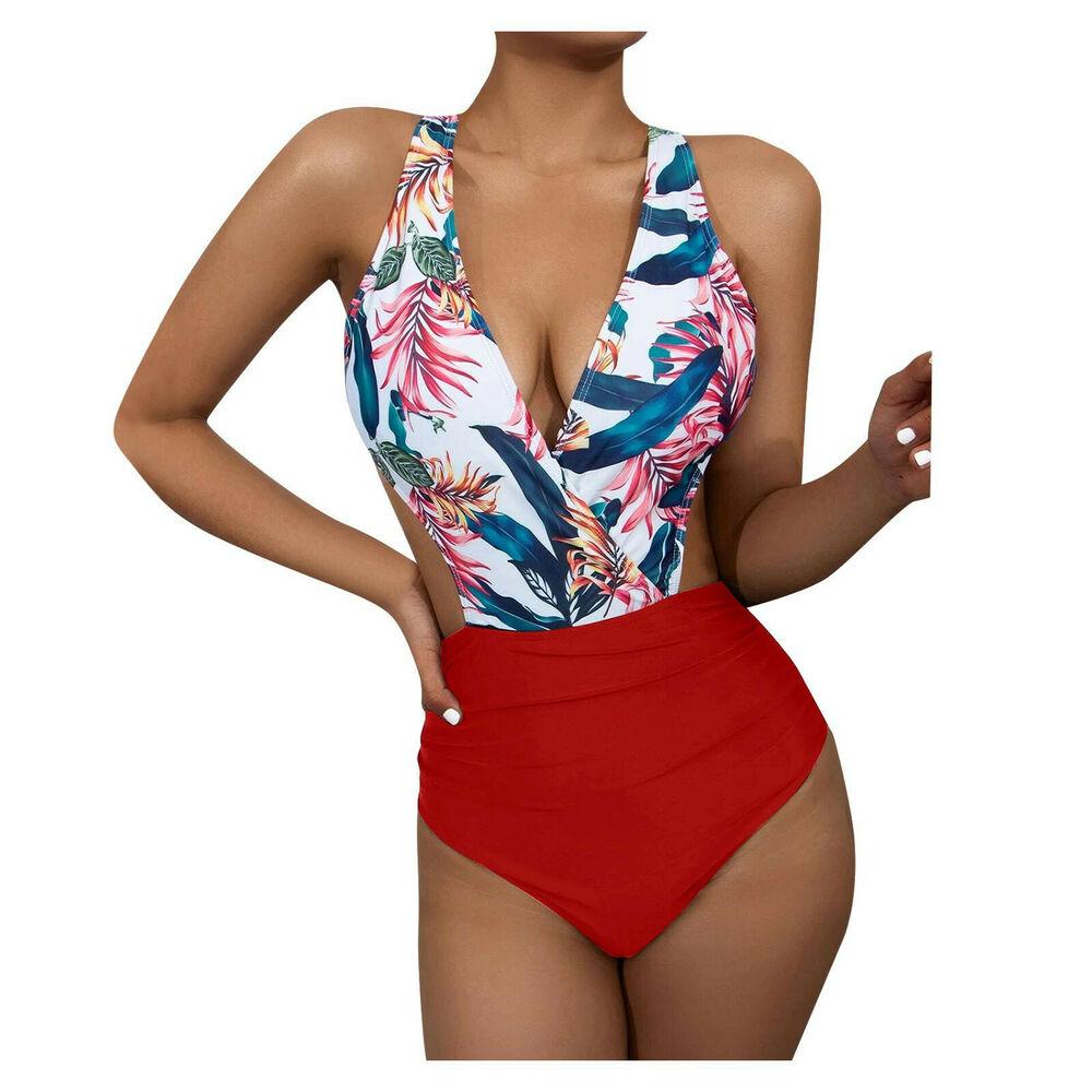 Women's One Piece Bikini Swimwear-Women Swimwear-Red-S-Free Shipping Leatheretro