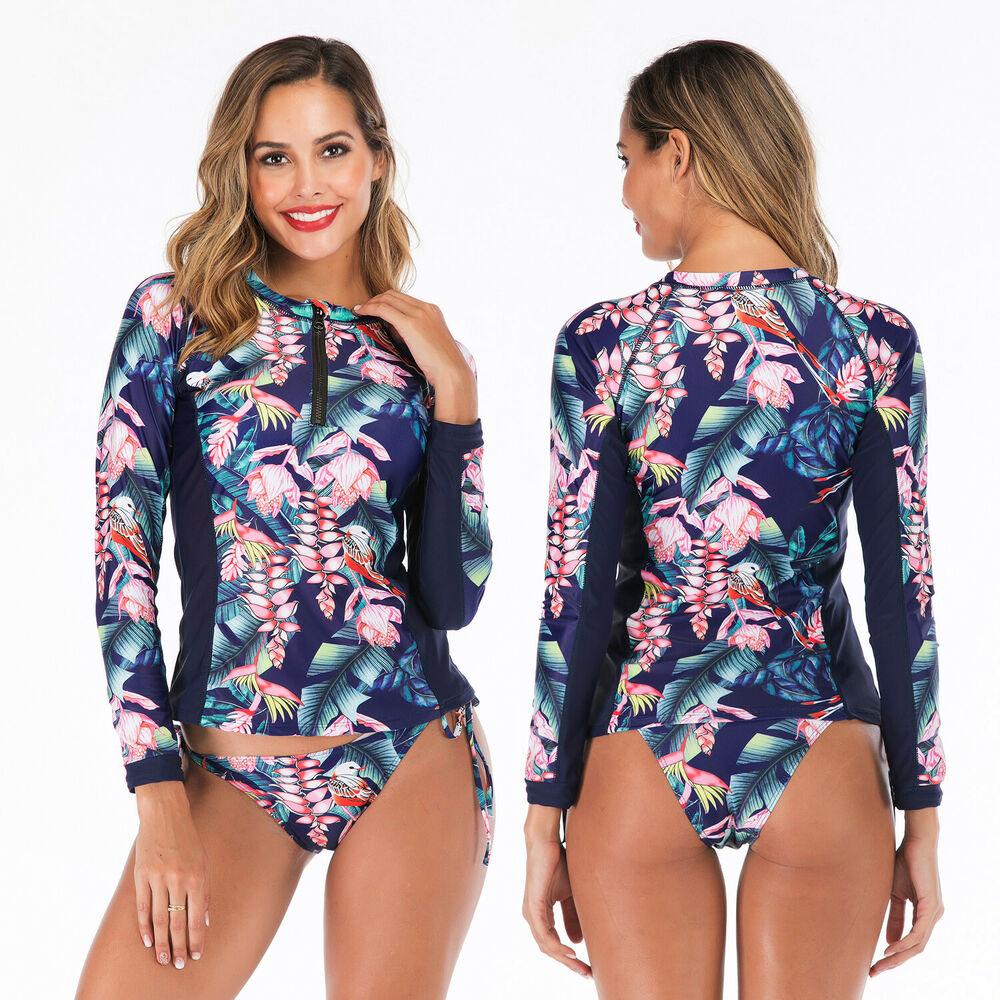 Women Long Sleeve Rash Guard Swimwear-Women Swimwear-S-Free Shipping Leatheretro