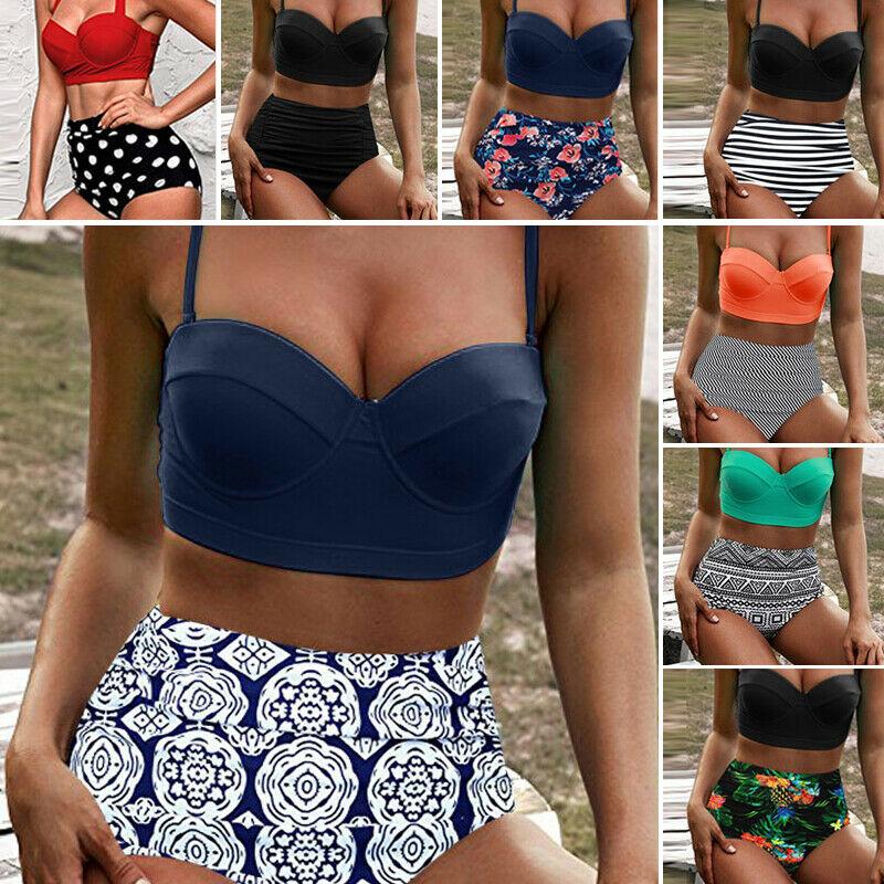 Sexy High Waist Bikini Set-Women Swimwear-#1 Navy Blue Bikini Set-S-Free Shipping Leatheretro