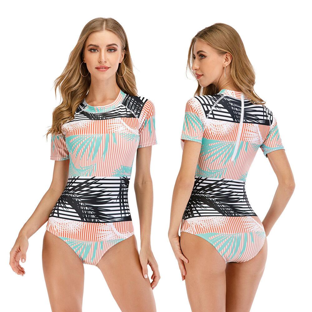 Women Short Sleeve One Piece Swimwear-Women Swimweatr-S-Free Shipping Leatheretro