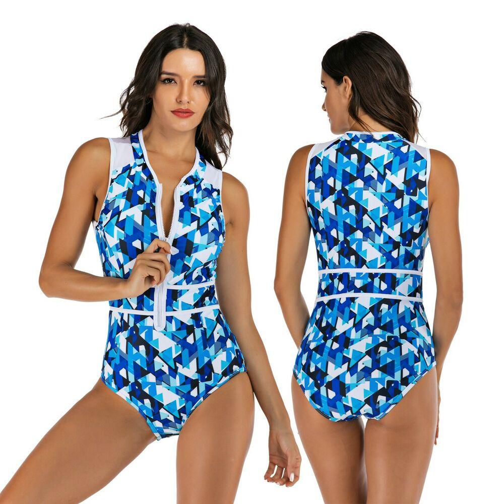 Sexy One Piece Swimsuit Zip Front-Women Swimwear-S-Free Shipping Leatheretro