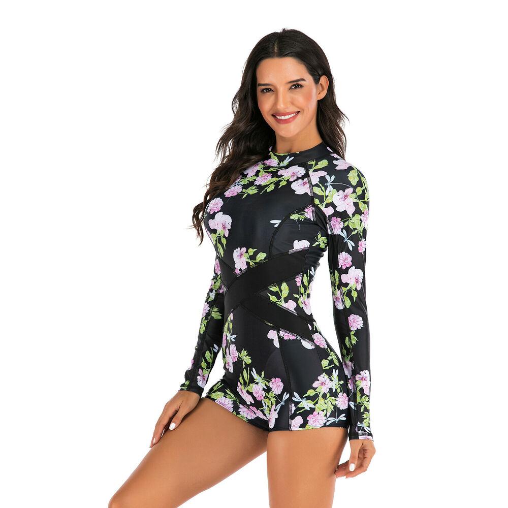 Long Sleeve One Piece Suit Swimwear-Women Swimwear-S-Free Shipping Leatheretro