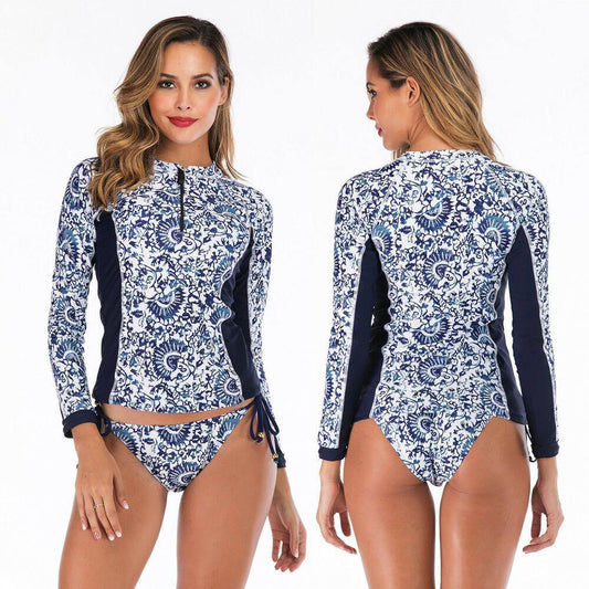 Women Long Sleeve Surfing Swimsuit-Women Swimwear-S-Free Shipping Leatheretro