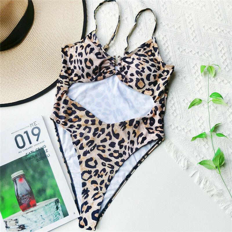 One Piece Sexy Leopard Print Swimsuit-Women Swimwear-Regular-S-Free Shipping Leatheretro