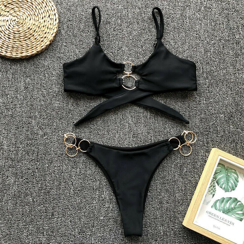 Women's Sexy Summer Bathing Suit Bikini-Women Swimwear-Black-S-Free Shipping Leatheretro