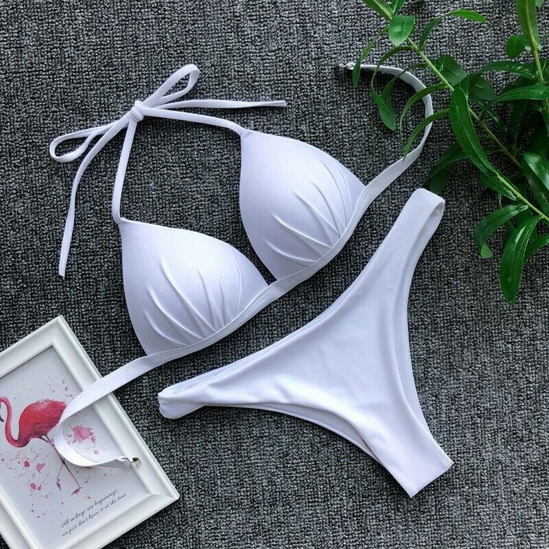 Womens Swimwear Triangle Bikini Set-Women Swimwear-White-S-Free Shipping Leatheretro