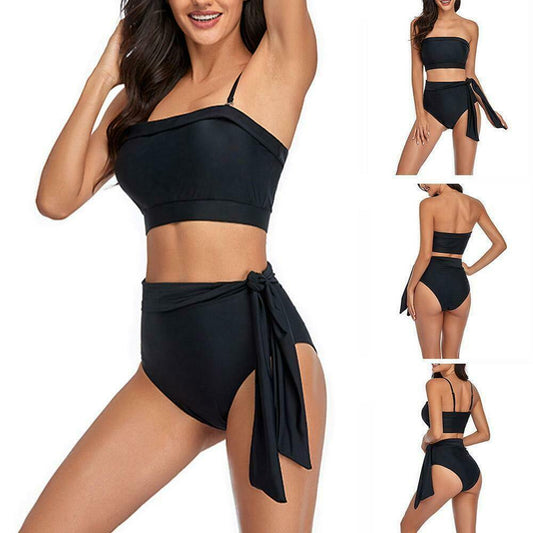 Black Sexy High Waist Bikini-Women Swimwear-S-Black-Free Shipping Leatheretro