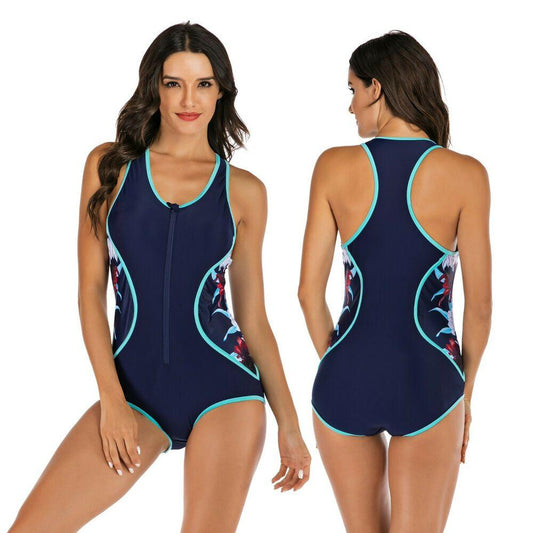 Women Zip Front Sexy One Piece Swimsuit-Women Swimwear-S-Free Shipping Leatheretro