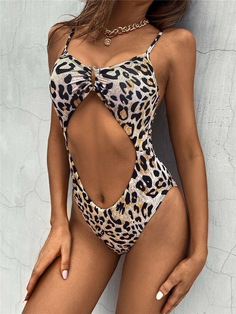 One Piece Sexy Leopard Print Swimsuit-Women Swimwear-Regular-S-Free Shipping Leatheretro