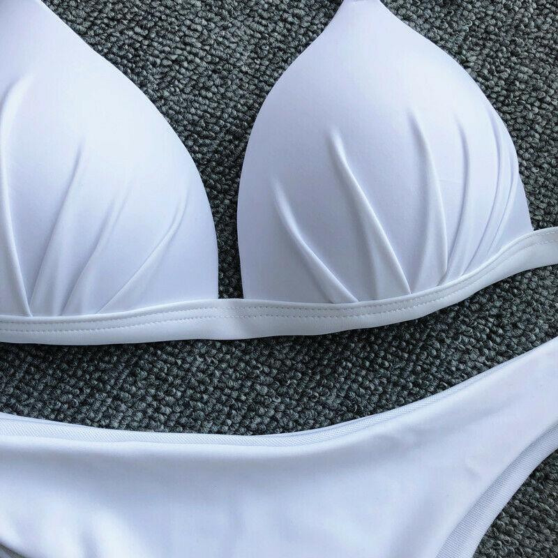 Womens Swimwear Triangle Bikini Set-Women Swimwear-White-S-Free Shipping Leatheretro