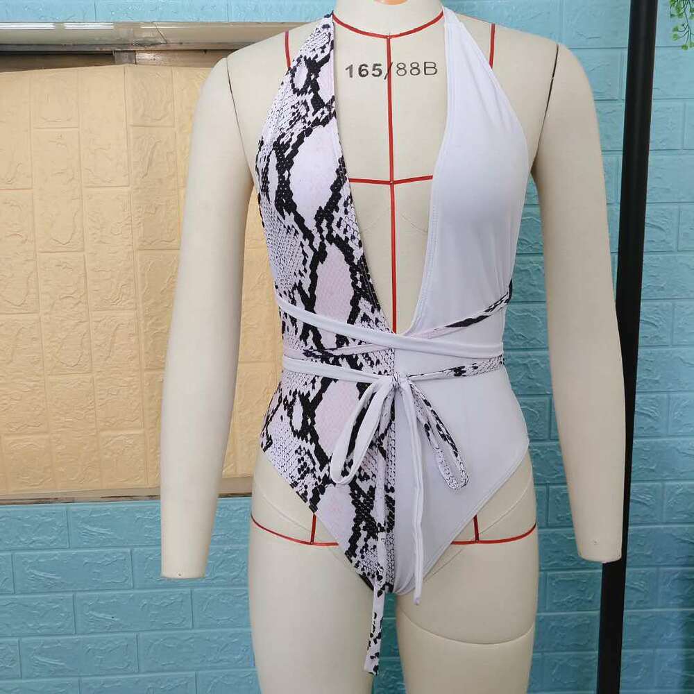 Sexy Snake Monokini Bikini Swimsuit-Women Swimwear-White-S-Free Shipping Leatheretro