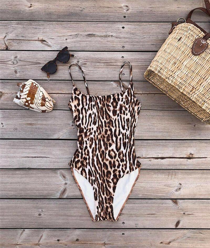 Leopard One Piece Bikini Set-Women Swimwear-Leopard-S-Free Shipping Leatheretro