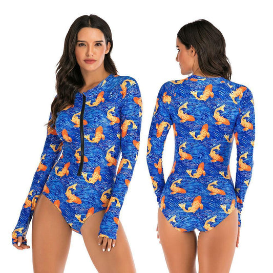 Long Sleeve One Piece Swimsuit-Women Swimwear-S-Free Shipping Leatheretro