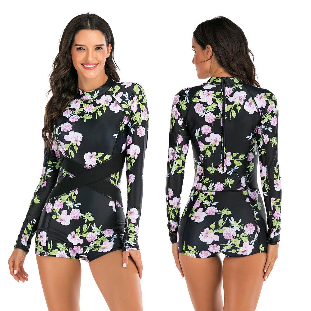 Long Sleeve One Piece Suit Swimwear-Women Swimwear-S-Free Shipping Leatheretro