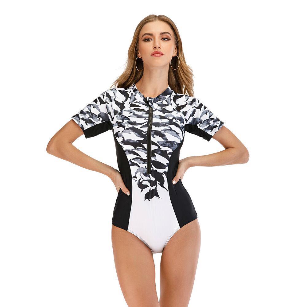 Surf Swimsuit One Piece Rash Guard Swimwear-Women Swimwear-S-Free Shipping Leatheretro