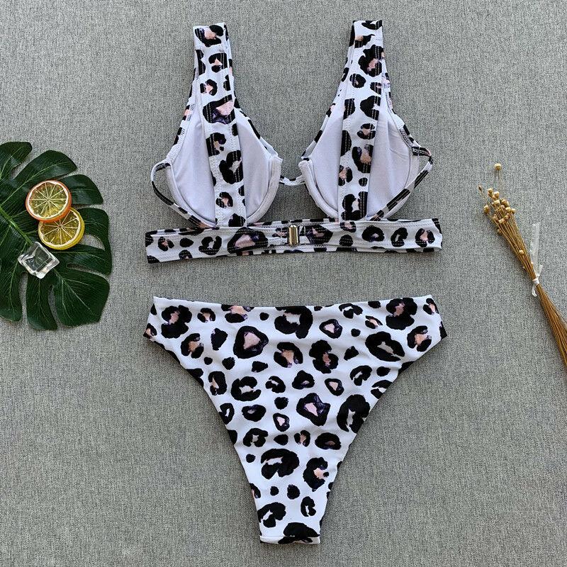 Leopard Bra Bikini Swimwear-Women Swimwear-Leopard-S-Free Shipping Leatheretro