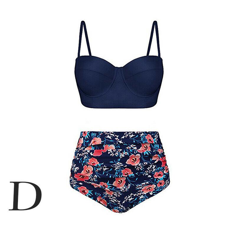 Sexy High Waist Bikini Set-Women Swimwear-#1 Navy Blue+Flower Bikini Set-S-Free Shipping Leatheretro