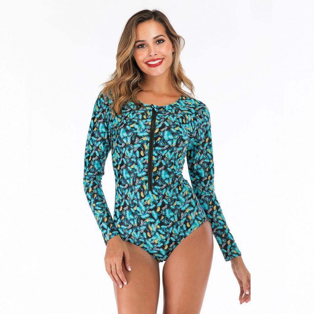 Sexy One Piece Zip Front Diving Swimsuit-Women Swimwear-S-The same as picture-Free Shipping Leatheretro