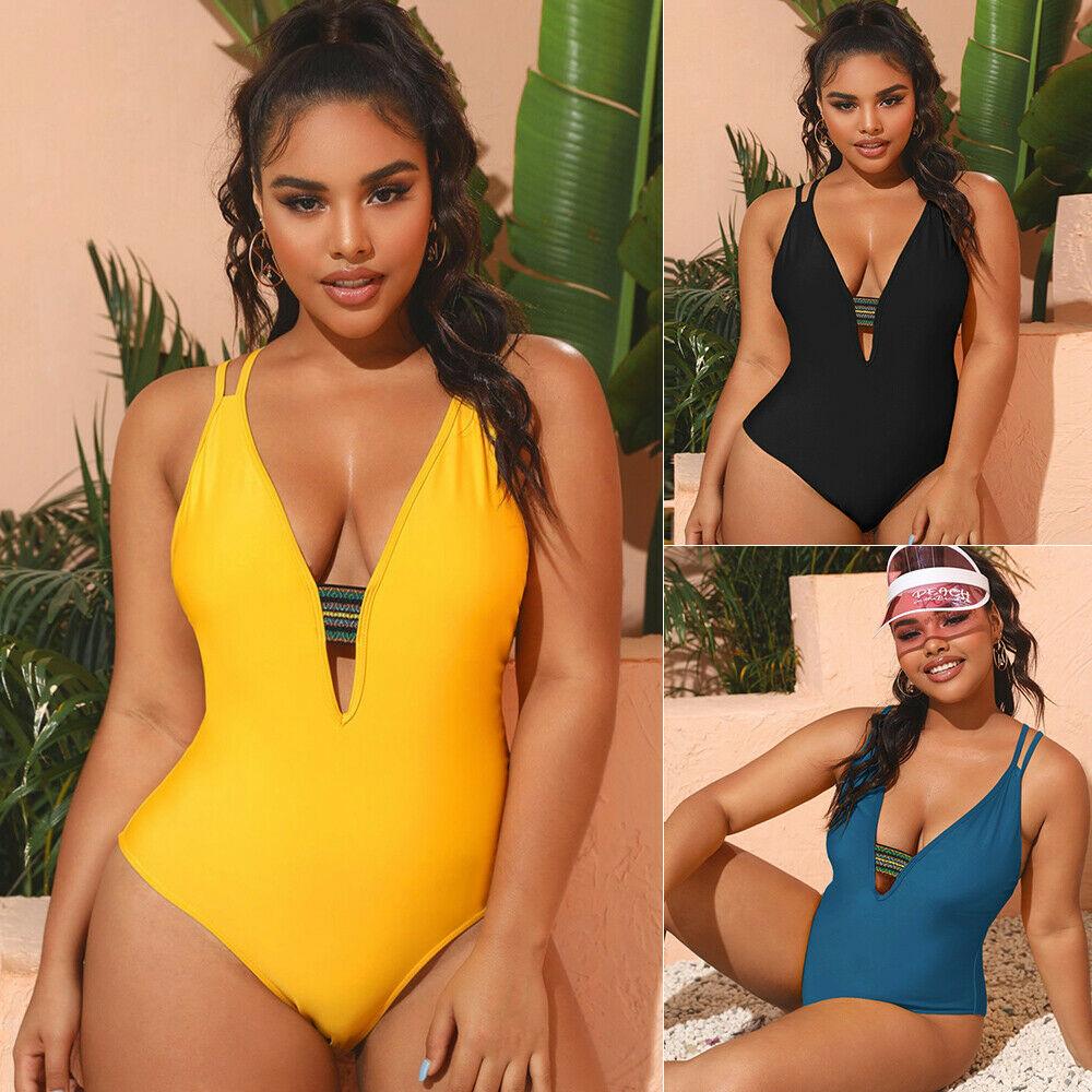 Plus Size One Piece Swimwear Swimsuit-Plus Size Swimwear-Black-L-Free Shipping Leatheretro