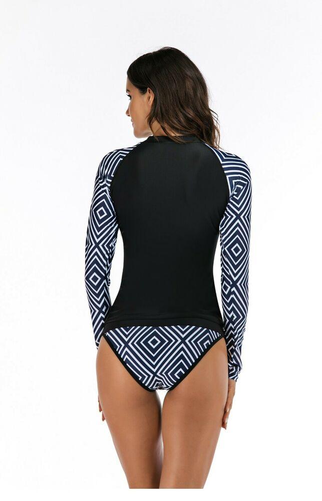 Sexy Long Sleeve Sports Swimwear-Women Swimwear-S-Black-Free Shipping Leatheretro