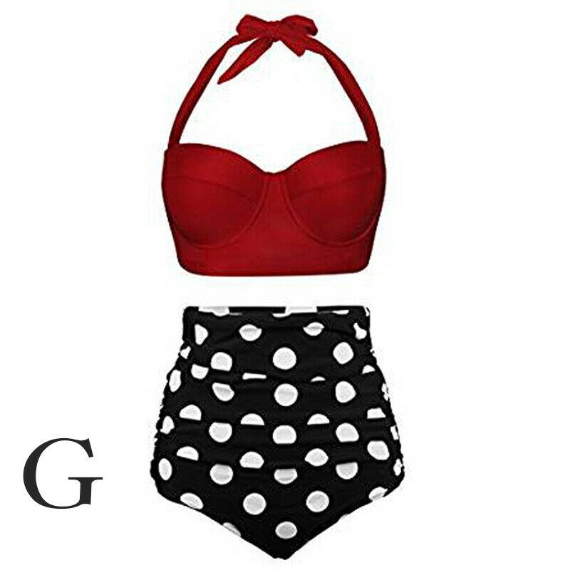 Sexy High Waist Bikini Set-Women Swimwear-#1 Red+Black Bikini Set-S-Free Shipping Leatheretro