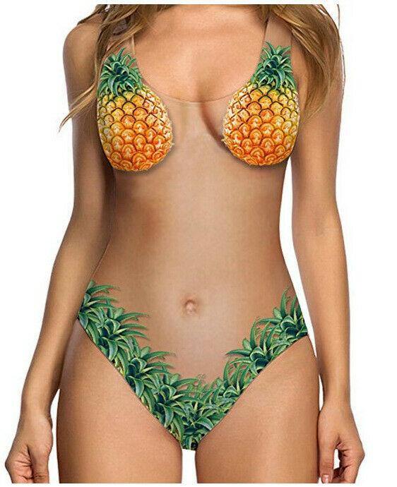 Summer Fruit Print One Piece Beach Swimwear-Women Swimwear-Pineapple-L-Free Shipping Leatheretro