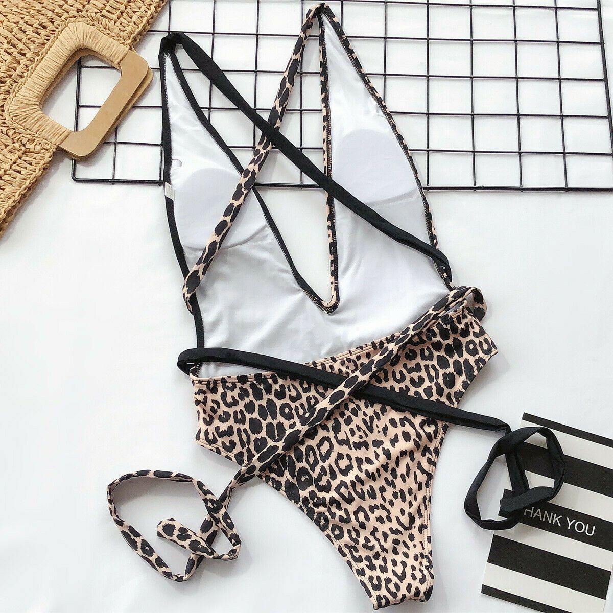 Leopard Bangdage One Piece Swimsuit-Women Swimwear-Leopard/Hot pink-M-Free Shipping Leatheretro