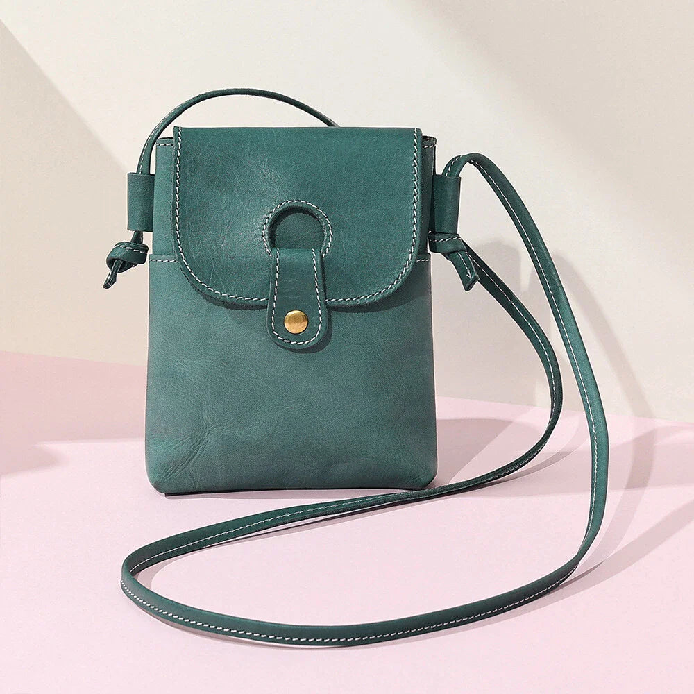 Women Trendy Leather Mini Crossbody Bag - Minimalist Phone Satchel Bags-Crossbody Bag-Blue-Free Shipping Leatheretro