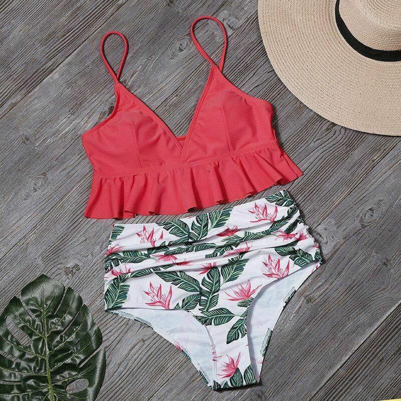 Women Sexy Floral Summer Bikini Swimwear-Women Swimwear-Pink-S-Free Shipping Leatheretro