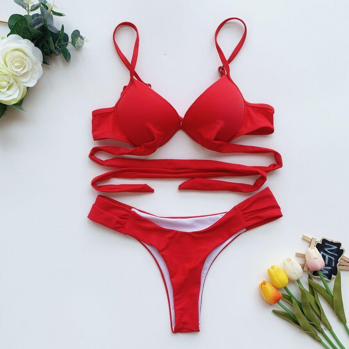 Sexy Women Summer Beach Bikini-Women Swimwear-Red-S-Free Shipping Leatheretro