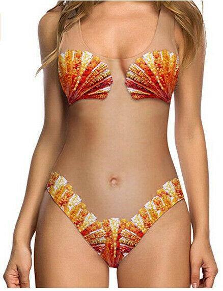 Summer Fruit Print One Piece Beach Swimwear-Women Swimwear-Scallop-XL-Free Shipping Leatheretro