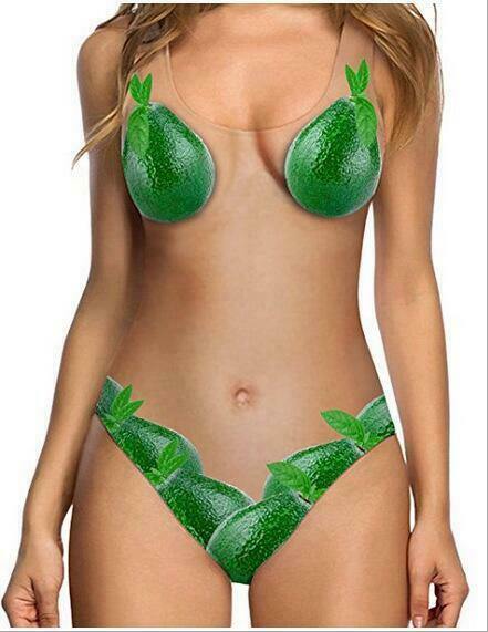 Summer Fruit Print One Piece Beach Swimwear-Women Swimwear-Avocado-S-Free Shipping Leatheretro