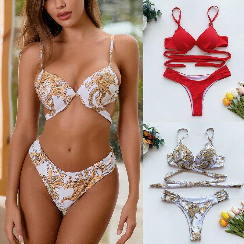 Women Bandage Bra Bikini Set-Women Swimwear-Red-S-Free Shipping Leatheretro