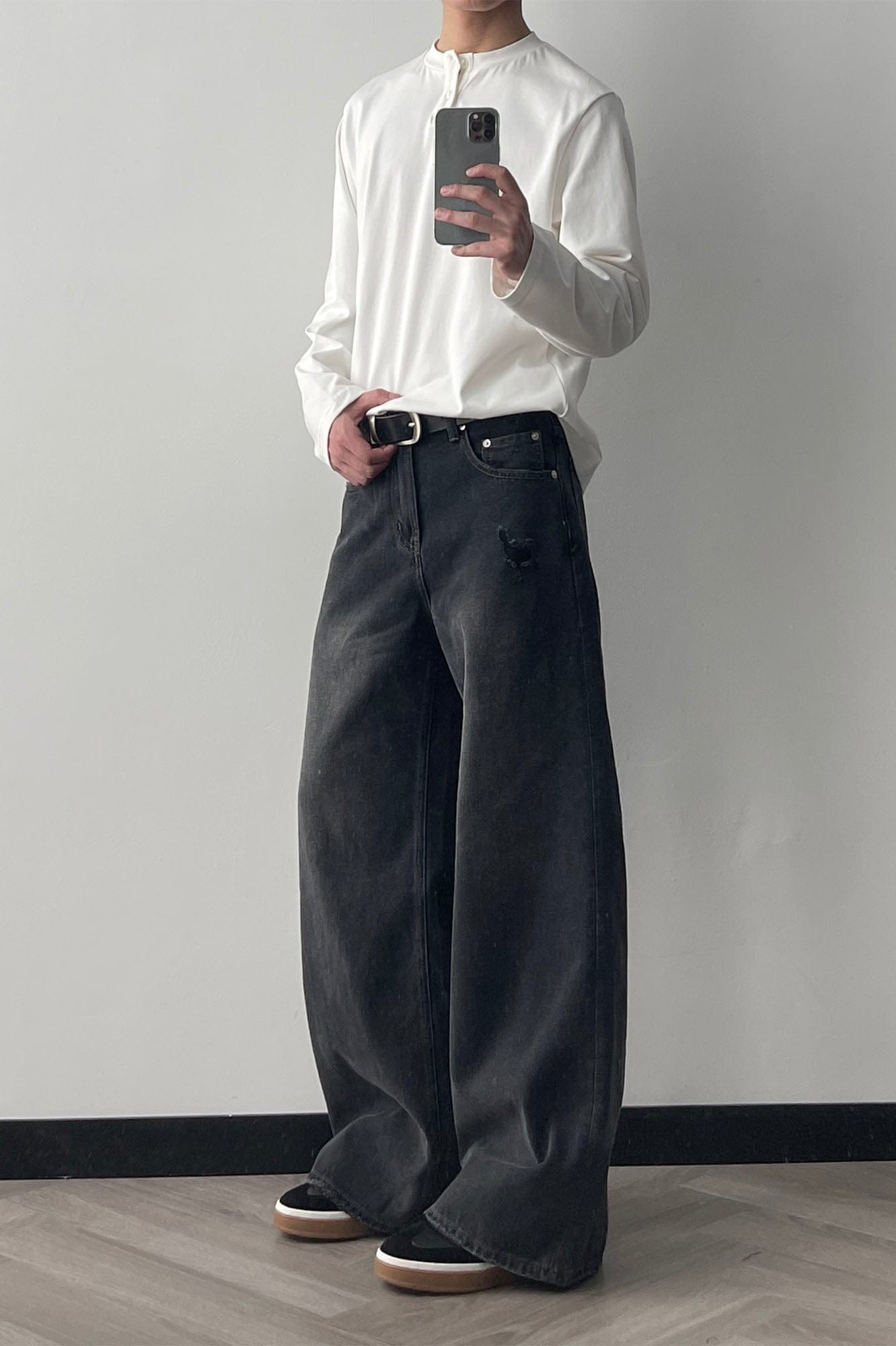 OKAYTHXBYE Minimalist Washed Wide-Leg Jeans-Jeans-S-Blue-Free Shipping Leatheretro