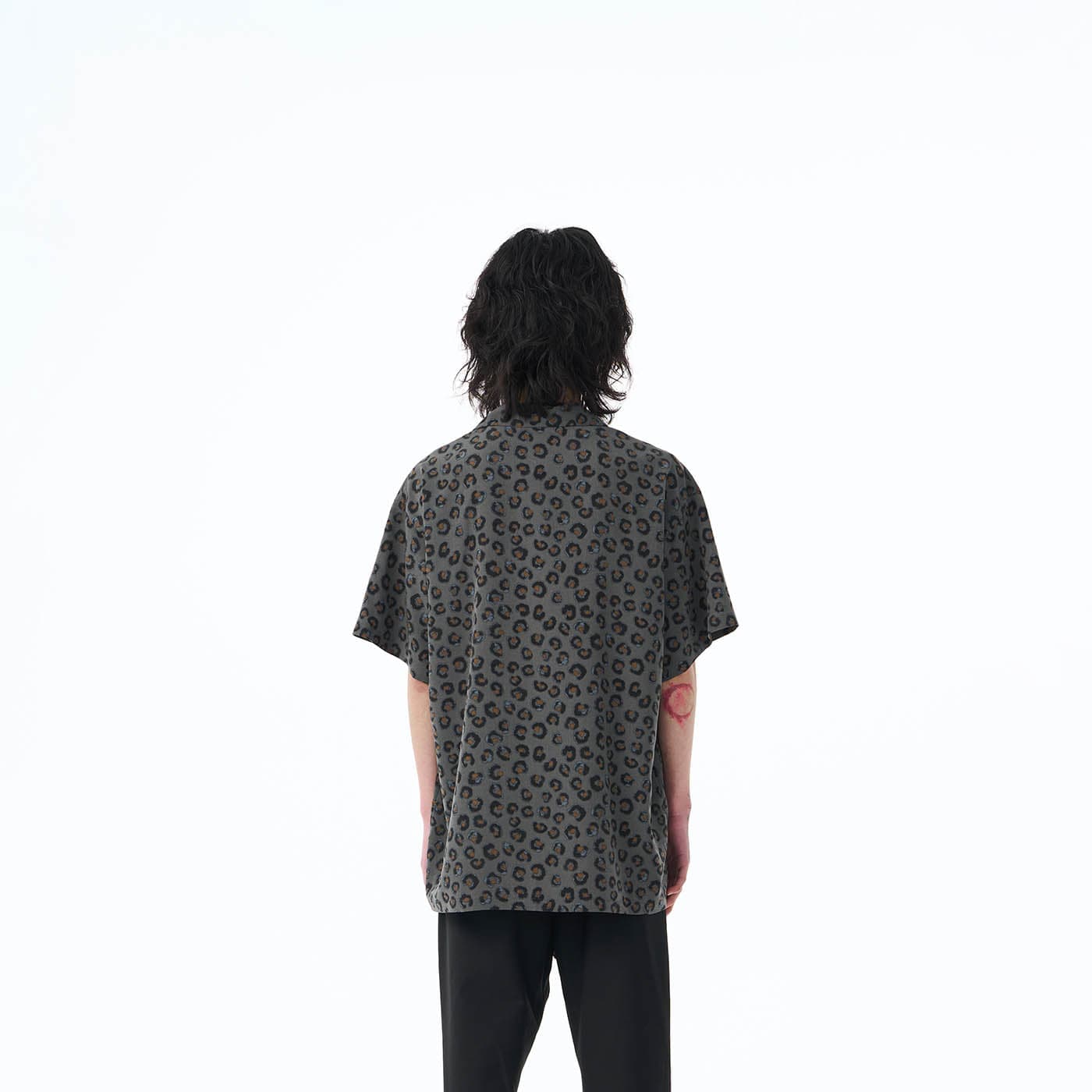 EPIC POETRY Leopard Face Half Shirt Grey-Half shirt-S-Free Shipping Leatheretro